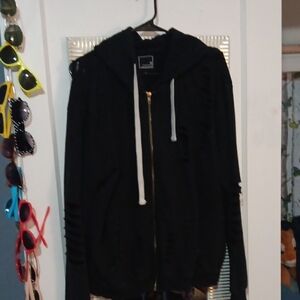 💜 3/$15💜Black Distressed Hoodie by LUV & LOTTIE, Womens Size Med.💜